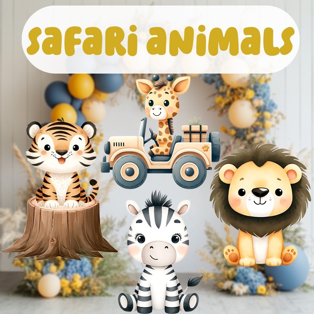 Safari Animals Props, Jungle Animals Cutout, Wild One,Two Wild Decor,Baby Shower