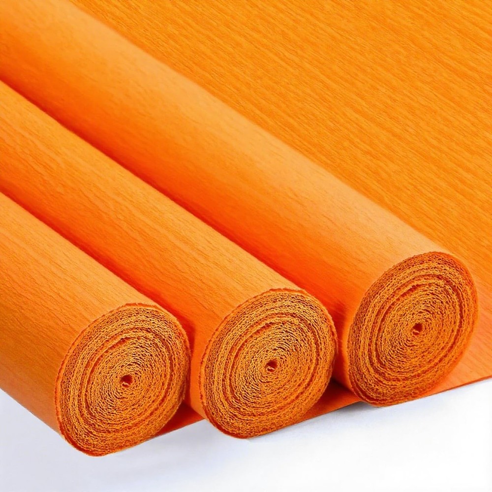 Orange Crepe Paper Rolls, 17 Inch x 98 Inch, 3 Rolls – Heavy Duty Papel Crepe…
