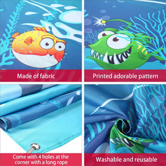 Shark Birthday Party Backdrop Ocean Theme Photo Banner 63×35.4 in Decor for Kids