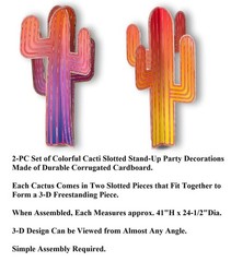 2-PC Colorful Southwest Sunset Saguaro Cactus 3-D Cardboard Stand-Ups 41″H #273