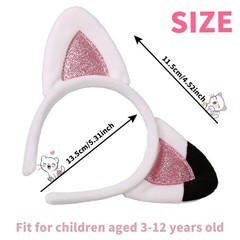 Cat Ears Headband for Kids – Plush Glitter Hairband for Dollhouse Parties