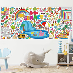 Summer Coloring Tablecloth, 72 X 32 Inch Summer Crafts for Kids, Coloring Table