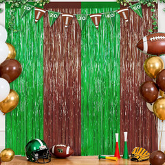 Black Red Fringe Curtain Party Streamers 2Pack 3.3 X 8.3 Ft Foil Fringe Backdrop