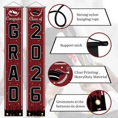 Graduation Decorations 2026 – Maroon Congrats Grad Porch Banner for Gradua