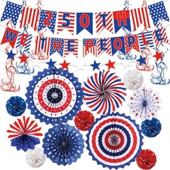 25 PCS USA Party Decorations 250th Anniversary Patriotic Supplies Red White a…
