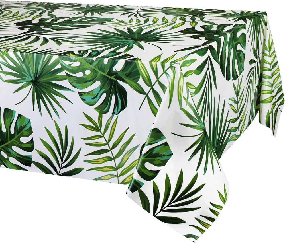 3PCS Hawaii Palm Leaves Tablecloths for Hawaiian Party Decoration, Luau Disposab