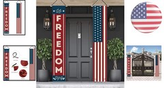 Set of 2 USA Flag Banners – Vibrant 4th of July & Memorial Day Decorations