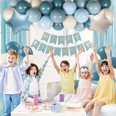 Blue Birthday Decorations for Men with Sand White Light Slate Dusty Blue