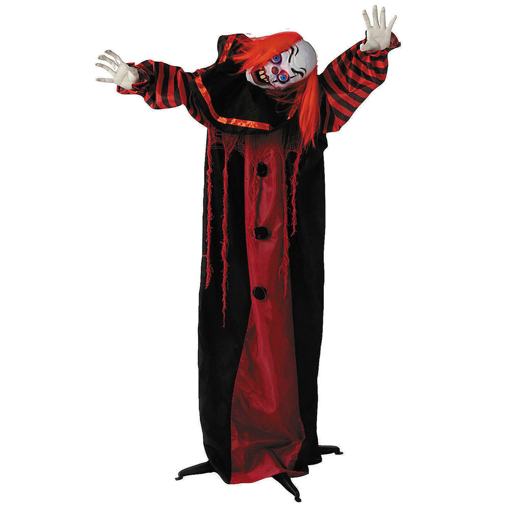5 Ft. Animated Standing Black & Red Clown Halloween Decoration – ATC
