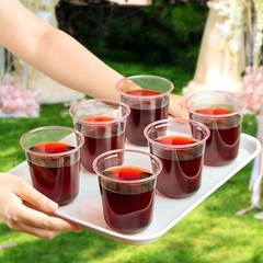 50 Pcs Pink Plastic Cups 12 Oz Disposable Stemless Wine Glasses Cocktail Pink