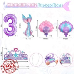 Amandir Mermaid 3rd Birthday Party Set