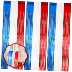 3 Pack 3.3 x 8.2 ft Red White and Blue Foil Fringe 33 Red White and Blue