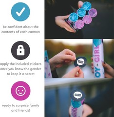 Gender Reveal Streamer Cannon | 6 Pack | 3 Blue and 3 Pink | Multicolor Strea…