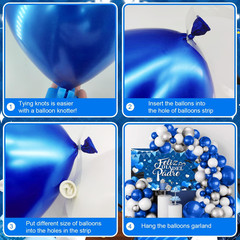 Feliz Día Del Padre Decorations Set, 110Pcs Blue Silver Balloon Arch Kit with Ba