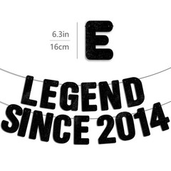 Pre-Strung Legend Since 2014 Black Glitter Banner, Happy 12th Birthday Decora…