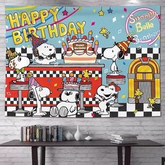 Snoopy Theme Happy Birthday Backdrop 5×4.5ft,for Kids Birthday Party Decoration