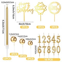 34 Pcs Happy Birthday Cake Toppers Decorations Birthday Candles DIY Cake Deco…