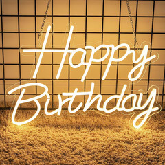 Happy Birthday Neon Sign for Backdrop, LED Happy Birthday Light up Sign, USB Pow
