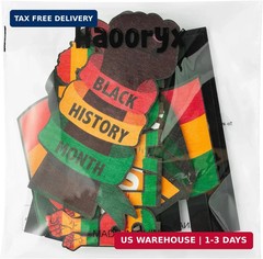 Haooryx Black History Month Wooden Centerpieces Decorations – 4Pcs Happy Black H