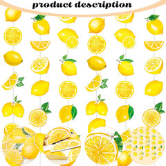 8Pcs Lemon Hanging Garlands Yellow Lemon Birthday Party Decorations Lemonade The