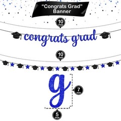 Glitter Congrats Grad Banner – 10 Feet, Pre-Strung | Grad Garland Class of 2026