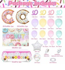 Winrayk 131Pcs Donut Birthday Party Decorations Supplies Donut Balloon Pink