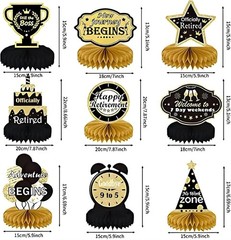 Retirement Party Decorations Centerpieces Black Gold 9pcs for Table Festive E…