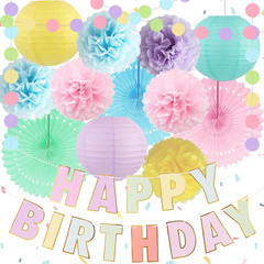Pastel Birthday Decorations for Women or Girls – Pastel Happy Birthday Banner, H
