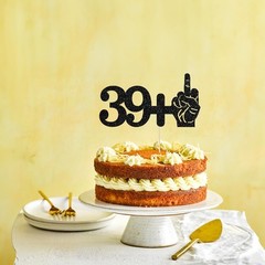1Pc 39+1 Black Glitter Cake Topper 40th Birthday Party Cake Decorations for F…