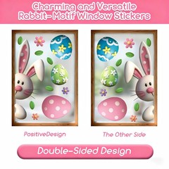 Easter Clings Decorations for Glass Window – 64 Pcs 3D Double-sided Spring Bunny