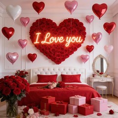 Pink and Red Heart Balloons – 12 Pcs 18 inch Foil Heart Shaped Balloons, Love…