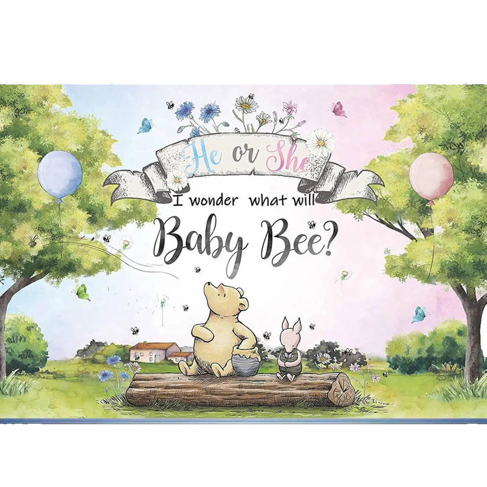 Winnie the Pooh Baby Shower Photo Backdrop 5 ft. x 7 ft. (N635)