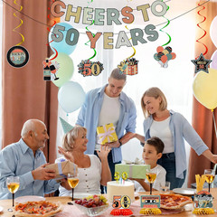 Cheers to 50 Years Birthday Decorations for Women Men, Banner Centerpieces Hangi