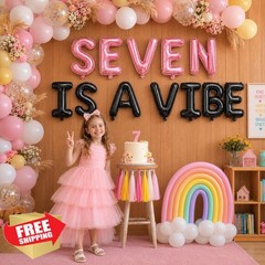 Togvu 52pc Letter Balloons Pink Black Banner