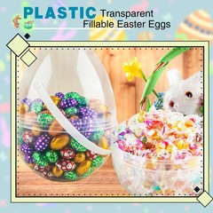 6 Pcs 10 Inch Transparent Easter Eggs with Handles Giant Clear Easter Egg Jum…