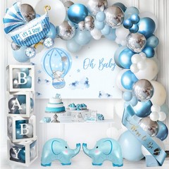 Vidal Crafts 139 PCs Elephant Baby Shower Decorations Boy, Themed Baby Boy Sh…