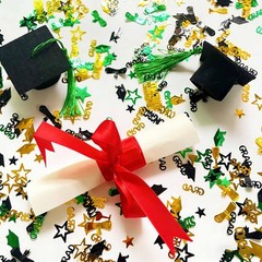 1000 PCS Green Gold Black Graduation Confetti Class 2026 Table Centerpiece