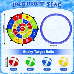 28 Inch Inflatable Dart Board Pool Game with Sticky Balls, Swimming Pool Wate…