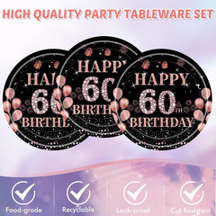 41PCS 60Th Birthday Decorations for Women Vintage Rose Gold Black 1966 Party Sup