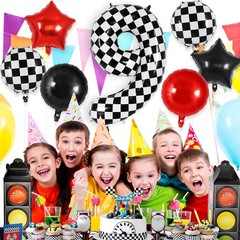 Checkered Number 9 Balloon, 40 Inch Large Foil Race Car Number Balloons, Big …