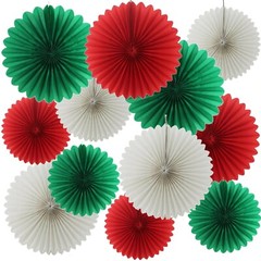 6in 6pc Red Round Tissue Paper Fans – Wedding Birthday Party Decor, Eco-Friendly