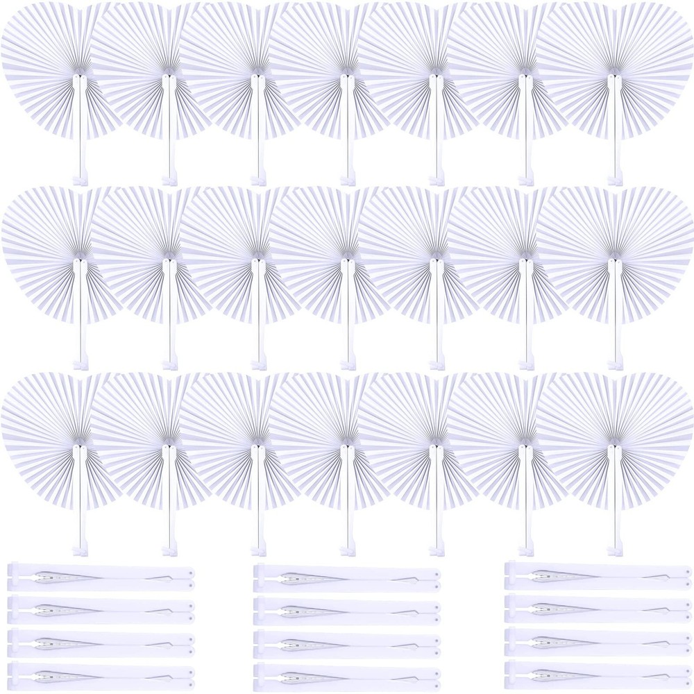 Unittype 150 Packs Wedding Paper Fans Heart Shaped Folding Handheld Fans for …
