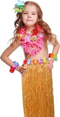 8-Piece Hawaiian Luau Costume Set with Grass Skirt & Sunglasses for Adults