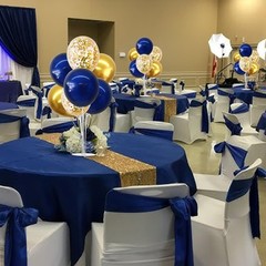 Elegant 4 Set Navy Blue Gold Balloon Centerpieces for Stunning 2026 Celebrations