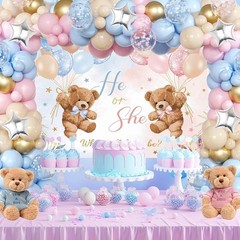 Bear Gender Reveal Balloon Boxes Decorations – 158Pcs Pink Blue Balloon Garland