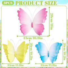 3D Hanging Butterfly Decorations, Butterfly Birthday Party Decorations, 3 Pcs Cr