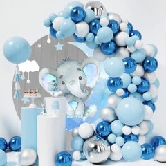 OERJU Elephant Round Backdrop Cover Elephant Moon and Stars Baby Shower Round…
