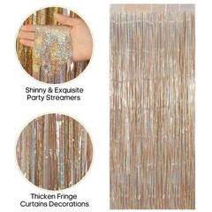 TOTAFAM 2 Pack Fringe Curtains Backdrops, Foil Fringe Curtains, Door Streamer…