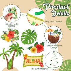 Hawaiian Luau Hanging Decorations, Luau Party Decorations, 24 PCS Hawaiian Lu…