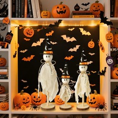 Halloween Decorations Indoor, Set of 3 Primitive Halloween Ghosts with Witch …